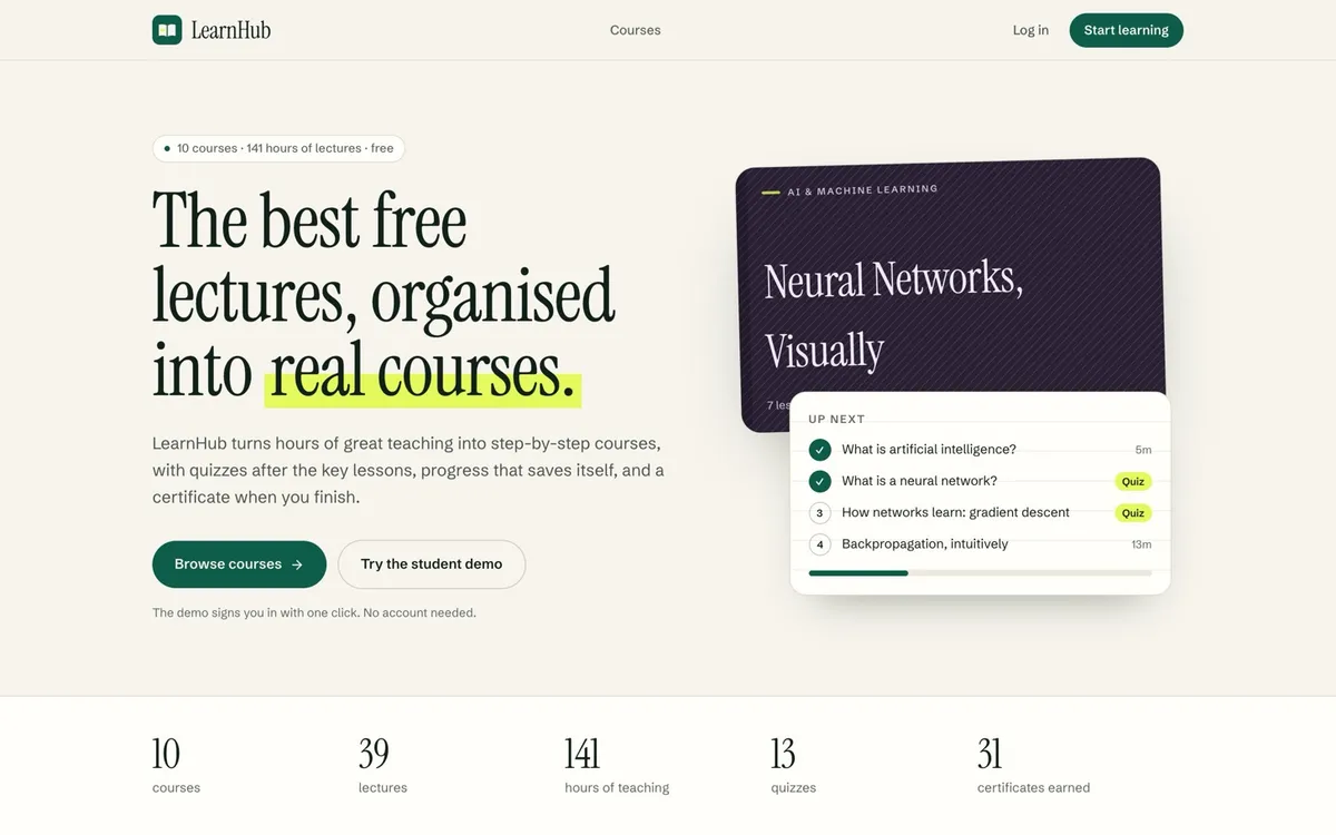 LearnHub home page