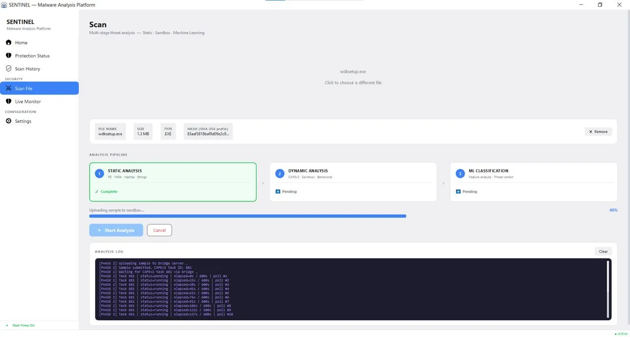 A file scan in progress