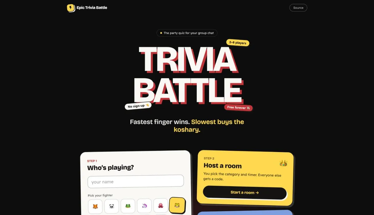 Epic Trivia Battle lobby